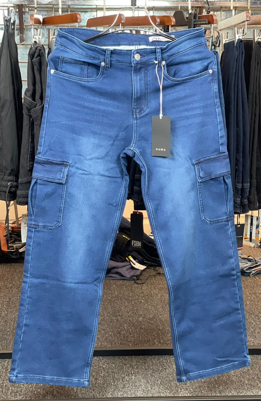 Cargo denim pants